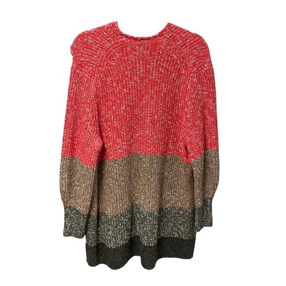 Nic + Zoe V Neck Button Front Warm Ember Cardigan Sweater Multi Striped Size XL - Picture 7 of 7